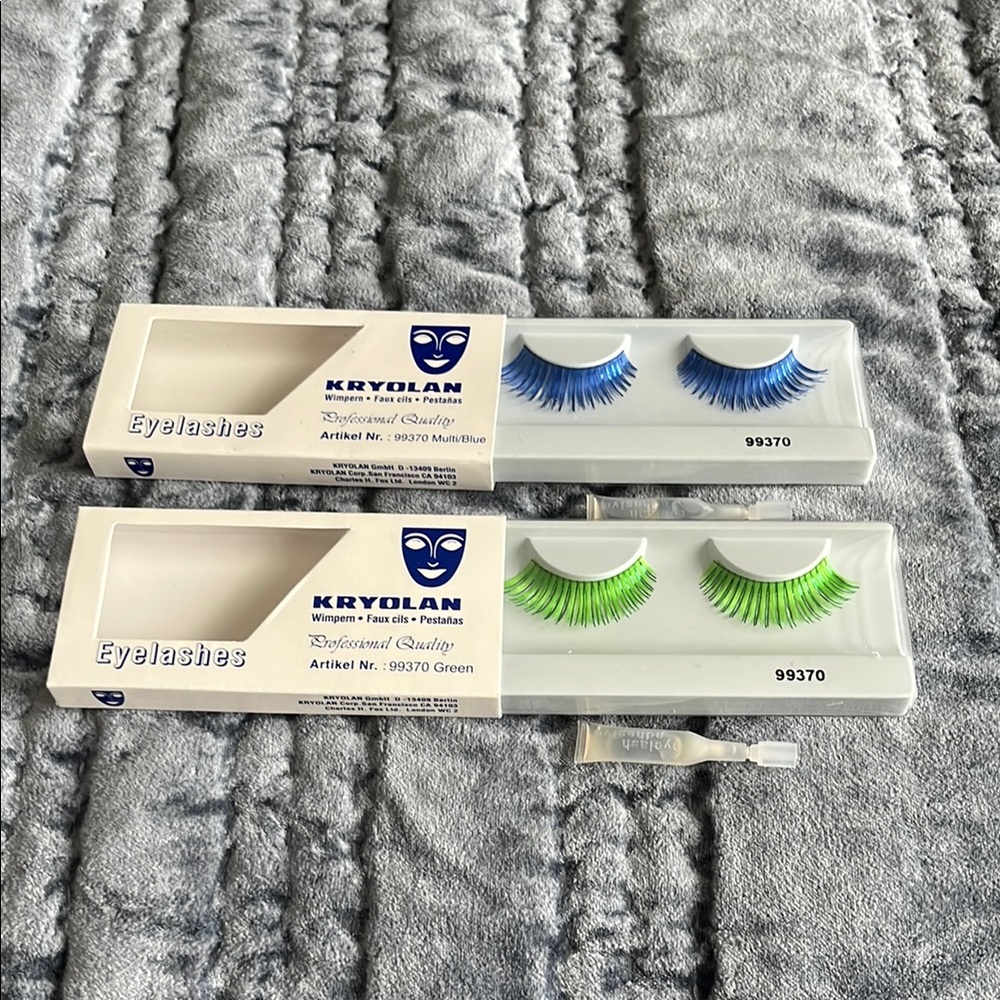 Kryolan Multi/Blue 99370 and Green 99370 Eyelashes -Comes with Eyelash Glue